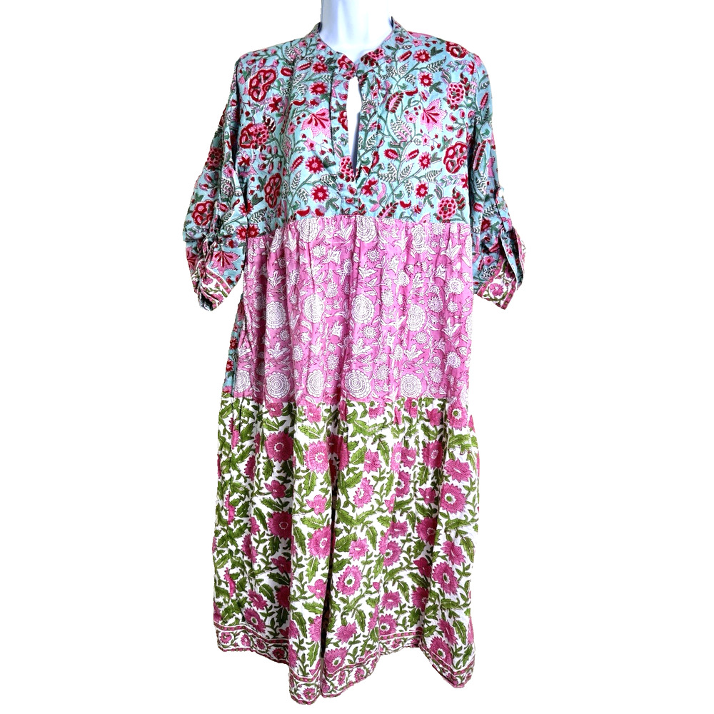 Mary Marshmallow dress S/M pink floral Palm Beach Boho Vacation Resort-wear